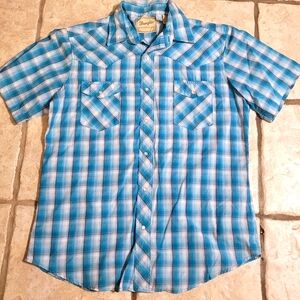 Wrangler Blue Plaid Western Shirt L